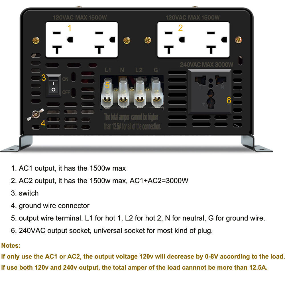 분할상 순수 사인파 전력 인버터 3000W 24V/48 - Inverter Pure Sine Wave 60Hz 120V 3000W 리뷰 및 가격